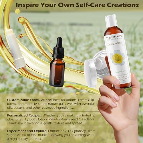 Meadowfoam Oil 4 fl. oz. Cold Pressed 100% Pure Natural Carrier ? Skin, Face, Body, and Hair Moisturizer. Ideal for DIY Creams, Lotions, and Lip Balms