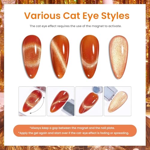Beetles Cat Eye Gel Nail Polish Set - 20 Colors Glitter Red Green Blue Brown Black Cat Eye Magnetic Base Matte Glossy Top Coat Galaxy Gemlight Soak Off UV Manicure Salon Gift for Women