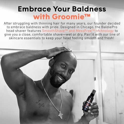 Groomie Natural Aftershave Serum for Bald Men - Mens Skin Care and After Shave for Head, Neck, Face & Chin - Soothing Balm to Tend Skin and Prevent Bumps and Razor Burn After Hair Removal - 1 OZ