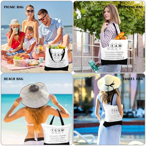 Cunno 8 Pcs Team Appreciation Tote Bag Women Employee Gift Team Together Canvas Makeup Bags for Worker Staff Coworker Nurse Teacher