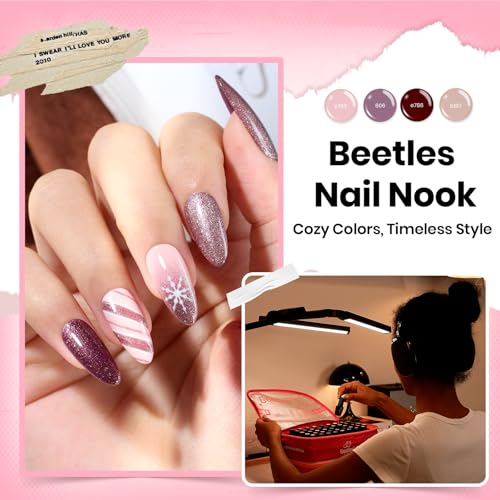 Beetles Nail Nook Gel Nail Polish Set - 119 PCS 100 Colors Gel Polish Kit Base Glossy Matte Glitter Top Coat Glitter Pearl Cat Eye White Red Pink Nude Uv Led Nails Easter Gift for Women