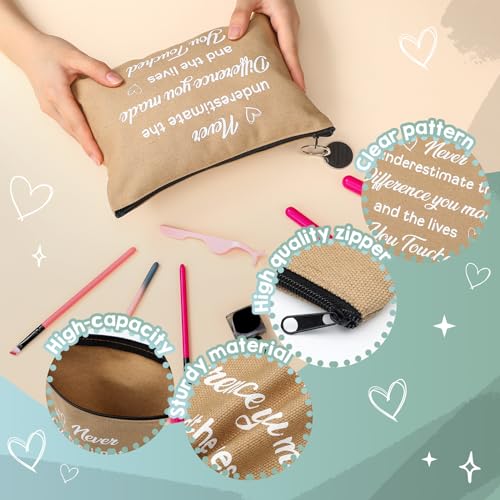 Panelee 48 Pcs Inspirational Gifts Makeup Bags Bulk Cosmetic Bags and Keychains for Women Employee Appreciation Thank You Gift for Employee Coworker Volunteer Friends