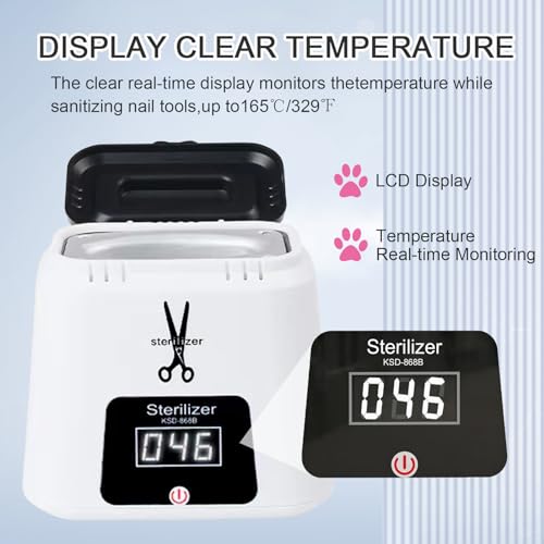 Nail Tool Sterilizer High-Temperature Nail Sterilizer Portable For Metal Nail Art Tools Dental Tool Sterilizer with Glass Beads Sterilizer High Temperature For Manicure Salon