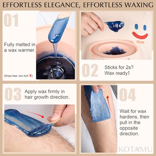 KOTAMU Waxing Kit for Women & Men, Wax Warmer for Hair Removal, Digital Wax Kit with Silicone Pot£¬Ideal for Face Eyebrow Arm Legs Armpit &Sensitive Skin, Bloomy Waxing Machine for Home Salon Use