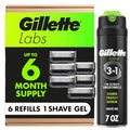 Gillette Labs with Exfoliating Bar Razor Refills for Men , 6 Razor Blade Refills and 7oz Rapid Foaming Shave Gel