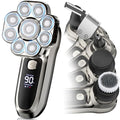 9D Head Shavers for Bald Men, Upgraded 6-in-1 Electric Razor Grooming Kit with LED Display, Waterproof Wet & Dry, USB-C Fast Charging, Cordless Rotary Head Shaver for Home&Travel (Gunmetal, 9D)