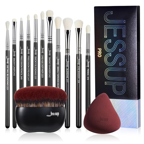 Jessup Eyeshadow Brushes T340 with Foundation Brush+ Makeup Sponge T881
