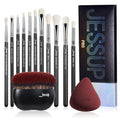 Jessup Eyeshadow Brushes T340 with Foundation Brush+ Makeup Sponge T881