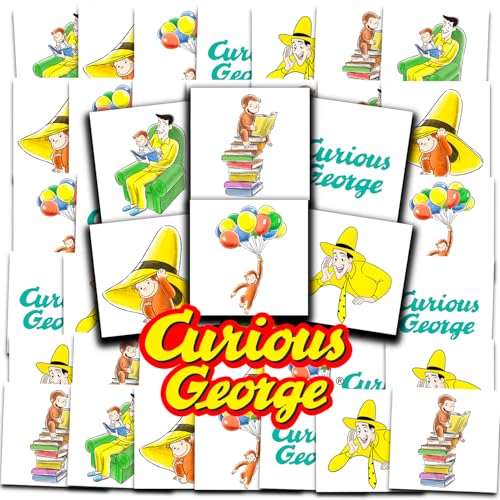Curious George Tattoos Party Favors Bundle ~ 72 Perforated Individual 2" x 2" Curious George Temporary Tattoos for Kids Boys Girls | Curious George Party Supplies