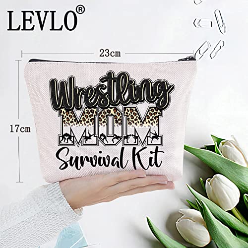 LEVLO Wrestling Mom Cosmetic Bag - Survival Kit Make Up Zipper Pouch Bag - Wrestling Merchandise