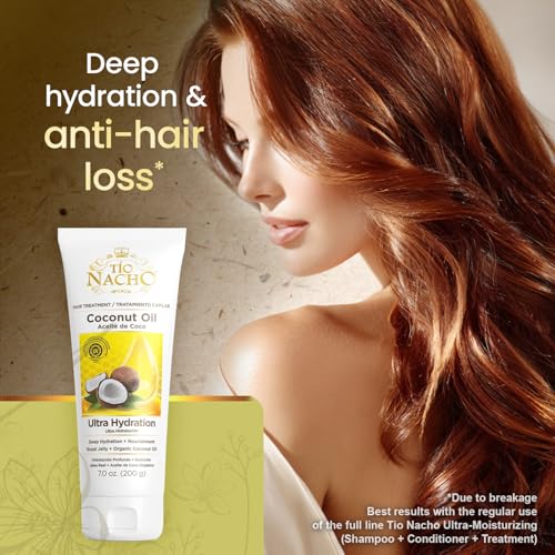 Tio Nacho Ultra-Moisturizing Frizz Control Hair Treatment with Organic Coconut Oil and Royal Jelly, Deep Hydration and Nourishment for Dry or Damaged Hair, Coconut Oil Treatment for Women, 7 oz-3 pack