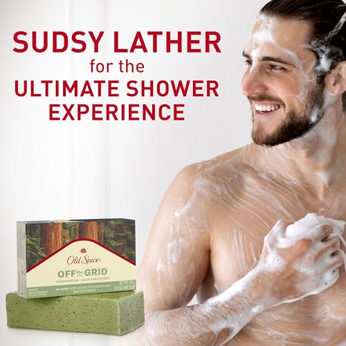 Old Spice Bar Soap for Men, Off the Grid Sandalwood + Aloe Vera Scent, 10x More Moisturizers for Smooth Skin with Mild Exfoliators & Plant Based Cleansers, 5.0 oz (Pack of 6)