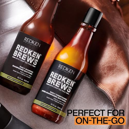 Redken Brews Daily Shampoo For Men - Lightweight Hydrating Cleanser For All Men's Hair Types, Adds Moisture and Shine to Dry Hair, 33.8 Fl Oz