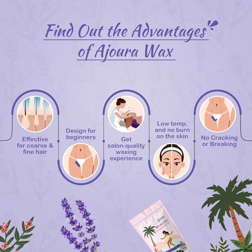 Ajoura Hard Wax Beads 2-Pack:Cream & Lavender Wax for Coarse Hair Removal -1lb each