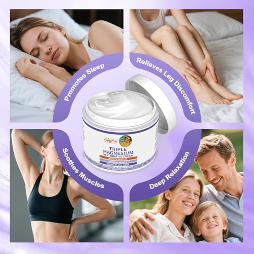 Magnesium Lotion for Sleep - Nighttime Magnesium Butter Cream for Feet & Leg, Topical Sweet Sleep Body Butter - Relaxing, Soothing for Kids & Adults (4 oz, Lavender)
