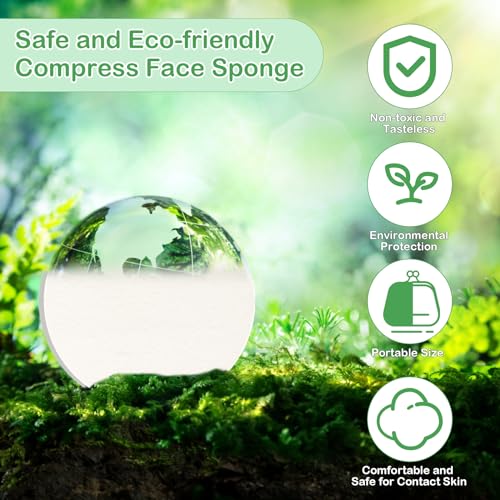 240+1 Pack White Compressed Facial Sponges, Luxiv Round Compress Face Cleaning Sponge for Estheticians Face Sponge Soft Compressed Makeup Sponges with Travel case (3.1", Count, 240)