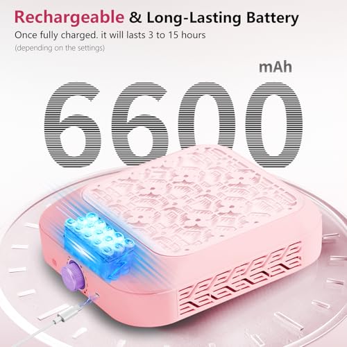 BETE Cordless Nail Dust Collector, 1800PA Powerful & Quiet Suction for Acrylic Nails Polishing, Rechargeable 6600mAh Battery with LED Display & Adjustable Speed, Perfect for Salon and Home Use, Pink