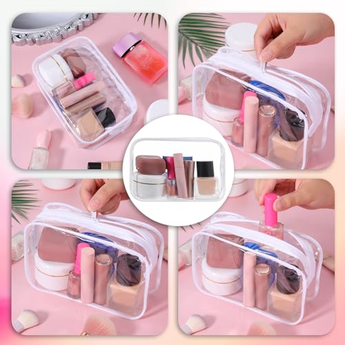 28 Pack Clear Cosmetic Bags Makeup Bags Bulk, Portable Waterproof Travel Toiletry Bag Organizer Plastic Toiletry Carry Pouch with Zipper, for Travel Women Men Bathroom Organizing, 7.1"x 4.7"x 2.4"