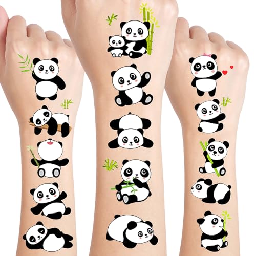 120 PCS (24 Sheets) Panda Temporary Tattoos, Birthday Decorations Panda Party Favors