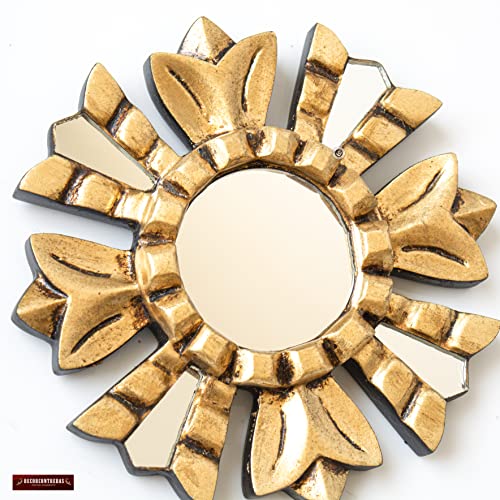 Gold Round Wall Mirror Living Room - Peruvian Hanging Mirror Valentines Day Decor Gift for Women, mon - Mirror on The Wall