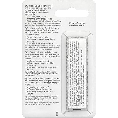 lavera Repair Lip Balm - Protects against dehydration - Instant help - with organic pomegranate & organic argan oil - vegan