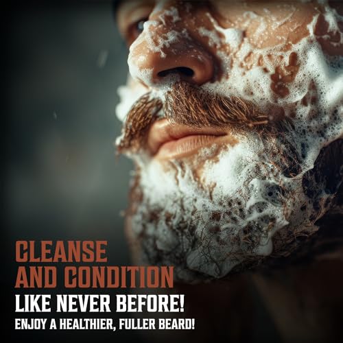 Viking Revolution Beard Wash and Beard Conditioner for Men with Argan Oil and Jojoba Oil - Beard Softener and Strengthener Beard Care Beard Shampoo and Conditioner with Beard Oil (10oz, Majestic Oud)