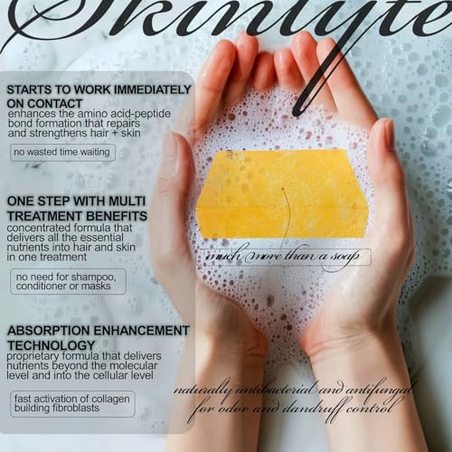 Natural Hair & Whole Body Bar Soap - Hair & Skin Repair - Keratin & Collagen Peptides | Hair: Promotes Growth, Repair, Strength, Volume | Skin: Anti-Aging, Firm, Elasticity w/Organic Sulfur