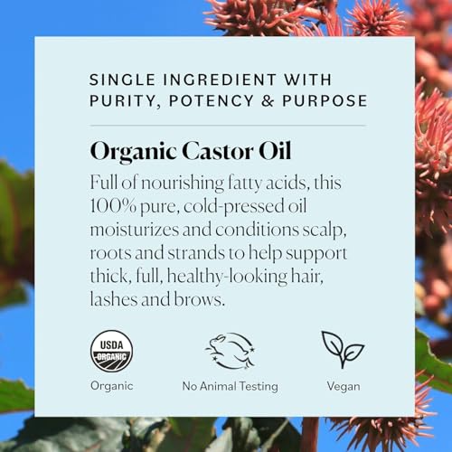 Sky Organics - USDA Organic Castor Oil Eyelash Serum (1 fl oz/30 mL) Brown Glass Bottle for UV Protection - Fuller-Looking Eyebrow & Lash Serum - Conditioning Hair Oil - Vegan, Cruelty Free, Self Care