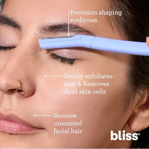 Bliss Stainless Steel Disposable Dermaplaning Tools | Facial Exfoliator and Eyebrow Razor to Dermaplane Peach Fuzz - 2 Pack -16 count