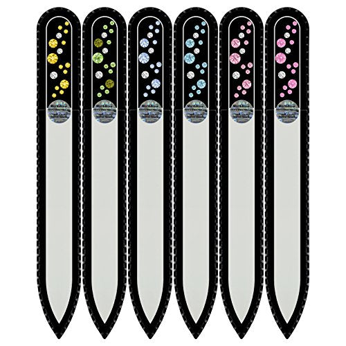 Mont Bleu Gift Set of 5 + 1 Free Glass Nail Files Hand Decorated with Crystals from Swarovski - Gift for Women - Handmade Gifts - Crystal Nail Files for Natural Nails - Mothers Day Gifts - Gifts