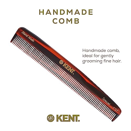 Kent F3T Tortoiseshell Fine Tooth Comb - Hair Parting and Straightening Comb for Men's & Women's Dandruff Remover, Saw Cut and Hand Polished Made in England