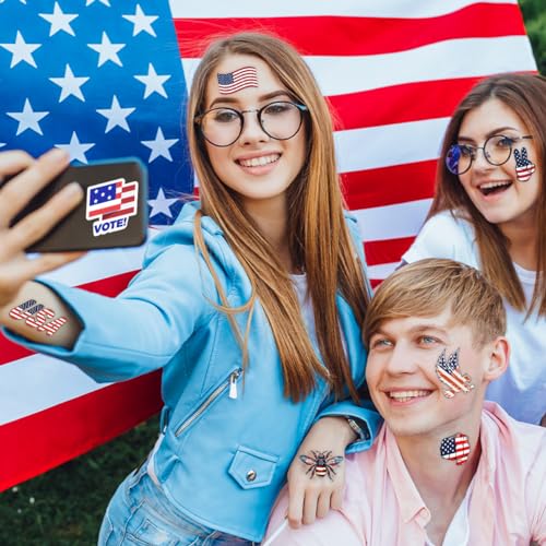 winthrop 240 Pcs 4th of July Temporary Tattoos for Kids - Individually Wrapped, Waterproof & Safe USA Flag & Election Designs, Perfect for Independence Day, 60 Unique Patterns