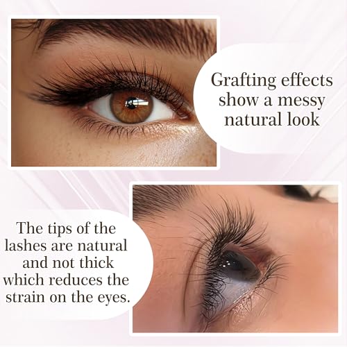 CoMango Fox EyeLashes Extension 2D Fans Flying YY Lashes Y Shaped Wispy Lashes Foy YY Lashes Mink Premade Lash Fans C/D Curly Natural Fluffy Handmade Individual Eyelash Fans(Black,2D-LC-mix8-13mm)
