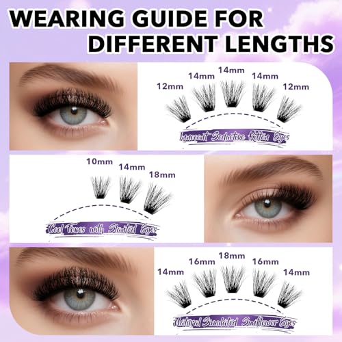 FEEGO Lash Extension Kit 100D/ 200D Fluffy 10-20MM D Curl Lash Clusters Eyelash 160pcs Extension Kit Individual Lashes with Lash Bond and Seal Lash Remover Lash (100D LASH KIT)