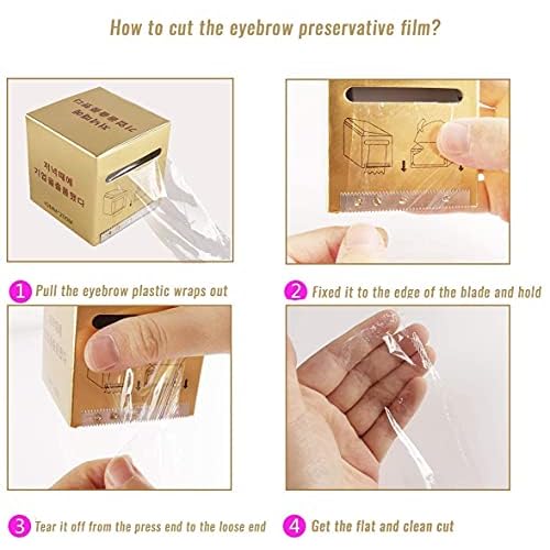 Disposable Eyebrow Tattoo Plastic Wrap Preservative Saran Barrier Film Microblading Supplies Lips Permanent Make Up Cling Wrap Cover Tape Roll Transparent 2 PCS