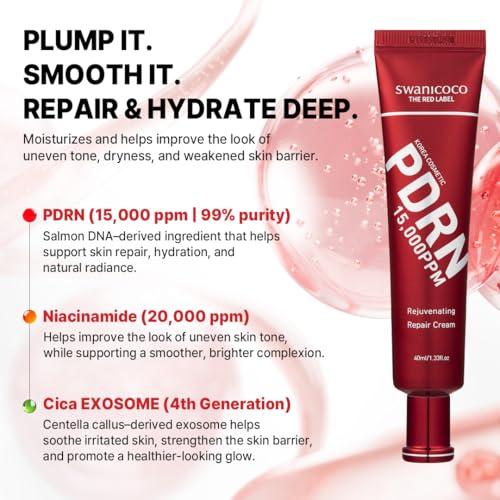 SWANICOCO Premium PDRN Recovery Cream, 15,000ppm High-Concentrate Salmon DNA, Cica Exosome, Bakuchiol for Advanced Firming, Deep Hydrating Korean Skincare for Radiant Glow 40ml/1.35 fl oz,