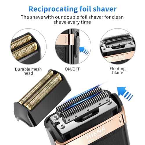 HIENA PRO Professional Cordless Hair Clippers for Men, Beard Trimmer & Elecatric Shaver & Nose Hair Trimmer Set, Rechargeable Barber Hair Cutting Grooming Kit