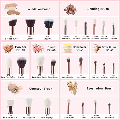 Jessup Professional Makeup Brushes Set 25 Pcs with 2 in 1 Silicone Brush Cleaning Mat & Color Removal Sponge