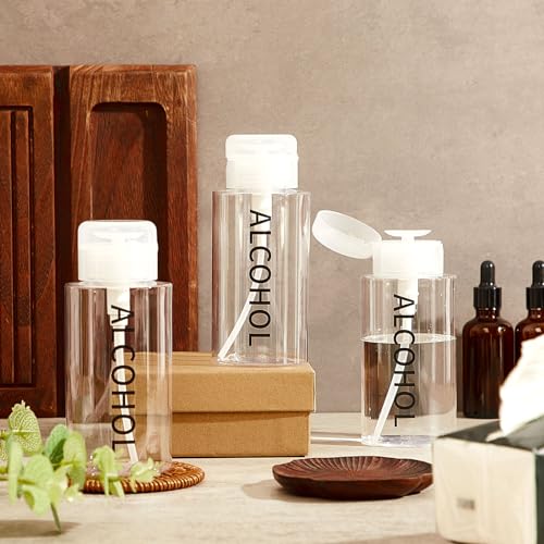 Layhit 18 Pcs 10 oz Alcohol Pump Dispenser Bottle Alcohol Push Down Liquid Dispenser Empty Pumping Bottle Refillable Cosmetic Container for Personal, Salon, Nail Care, Hospital Use (Black)
