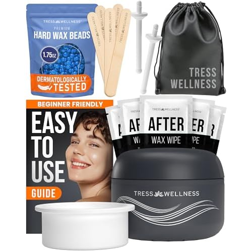 Tress Wellness Stripless Wax Kit for Face, Eyebrow & Lip for Women & Men ? Quick & Easy Mini Wax Warmer for Eyebrow, Chin & Face Hair Removal Waxing Kit - USB, Mess-Free, Compact & Travel-Ready