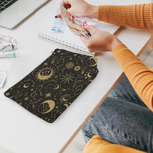 huester Black Golden Sun and Moon Star Witchy Makeup Bag, Moon Make Up Bag, Tarot Cosmetics Bag, Cosmetic Bags Travel Makeup Pouch Astrology Witchy Gifts for Purse Women Girls Sister Mom