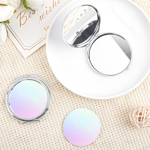 Framendino, 12 Pack Sublimation Cosmetic Mirror Blanks Transfer Portable Makeup Compact Mirrors Round Folding Travel for Women