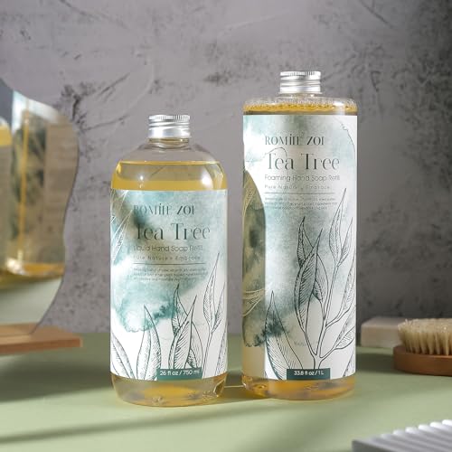 ROMIIE ZOI Liquid Hand Soap Refill, Tea Tree, Gentle & Moisturizing Formula, 750 ML/ 26 FL OZ