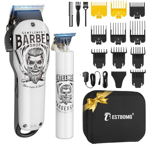 BESTBOMG¢ç Hair Clippers & Trimmer Ceramic T-Blade Cordless Haircut Sets Rechargeable 2000mAh/1200mAh with 10 Guide Combs & for Men/Father/Husband/Boyfriend