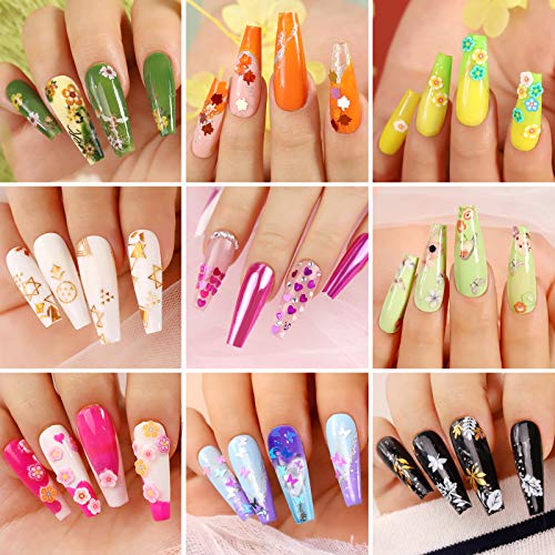 Teenitor Acrylic Nail Kits for Beginners, 600pcs Clear Coffin Nail Tips, 16 Sheets Nail Art Sticker, 8 Boxes Nail Sequins Glitters, 15pcs Nail Art Brushes, 5pcs Nail Dotting Pens