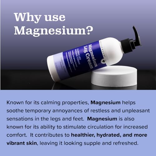 Miracle Plus Magnesium Cream For Leg Relief | Magnesium Lotion Calming Leg Cream Herbal Moisturizer Topical Body Butter Soothes + Calms Sensations, Itching, & Shaking, 8 Oz