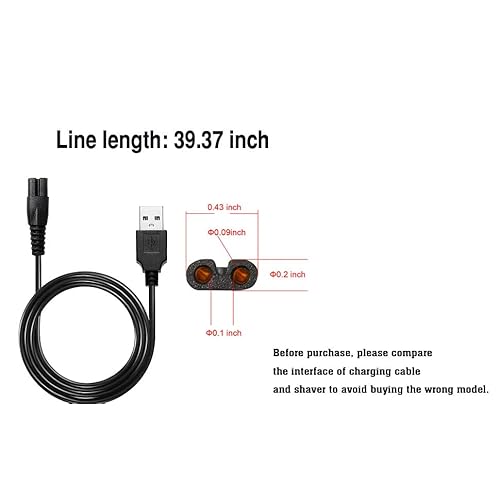 WAHFOX Universal Head Shaver Charger Cord USB Cable Compatible with Skull Shaver Pitbull and Mainstream Shaver Brands(USB Charger)