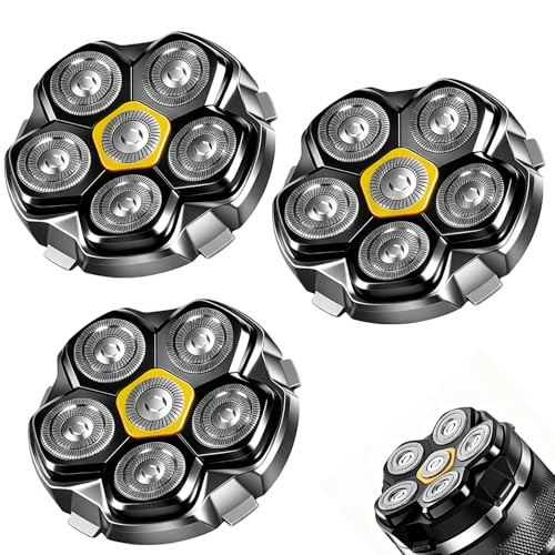 Magnetic 6 Head Shaver Replacement Heads for 6D Magnetic Electric Shaver Razor Universal Shaver Replacement Head for Bald Men and Face (Black(3PACK))