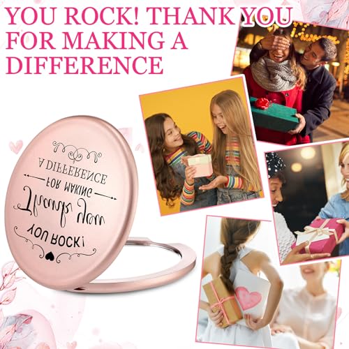 Soaoo 24 Set Inspirational Compact Mirrors Bulk Employee Appreciation Gifts for Women You Rock Thank You Gift Double Sided Small Pocket Mirrors Women Day Gifts for Employee Coworker Dentist Teacher