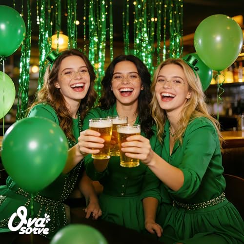 St Patricks Day Accessories Metallic Gold & Green Shamrock Freckles Temporary Tattoos - Shimmer Foil Clover Face Stickers for Women Girls, Waterproof Sparkle Irish Party Makeup (8 Sheets)